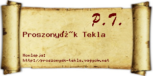 Proszonyák Tekla névjegykártya